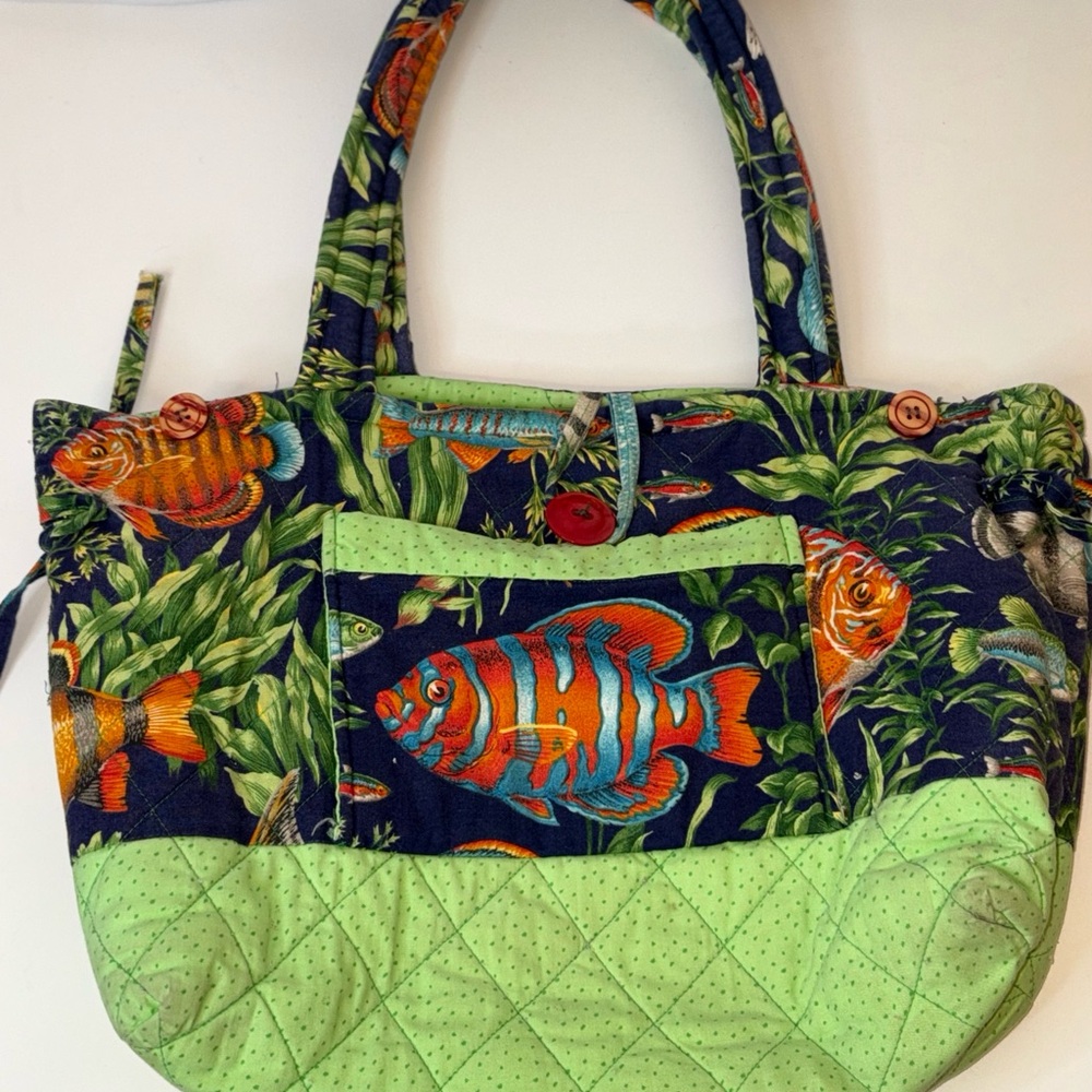Handmade Quilted Tropical Fish Print Women's Bag Fish Lover